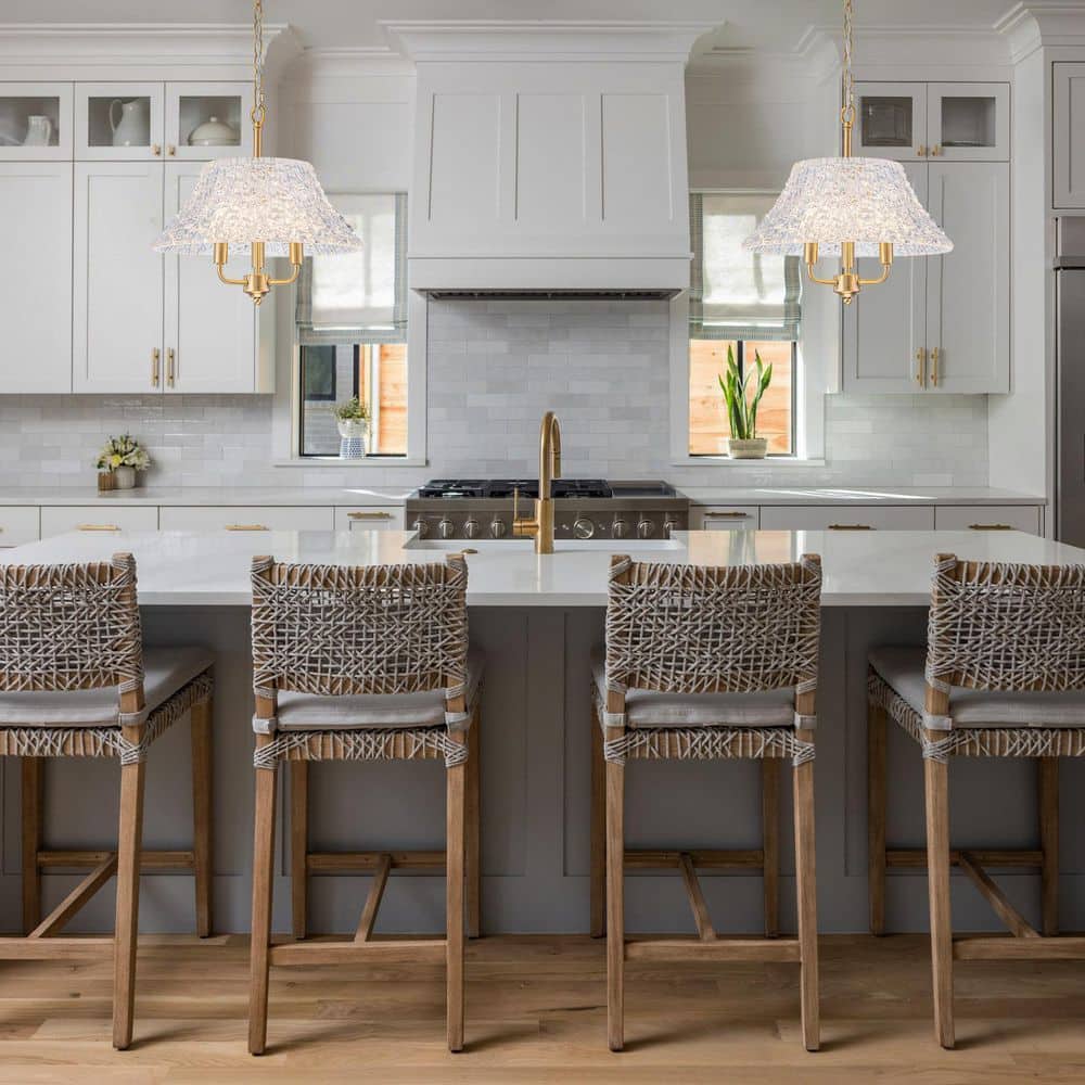 3-Light Modern Gold Frame Pendant Light with Clear Handblown Rippled Glass Shades price history on PriceWatchPro