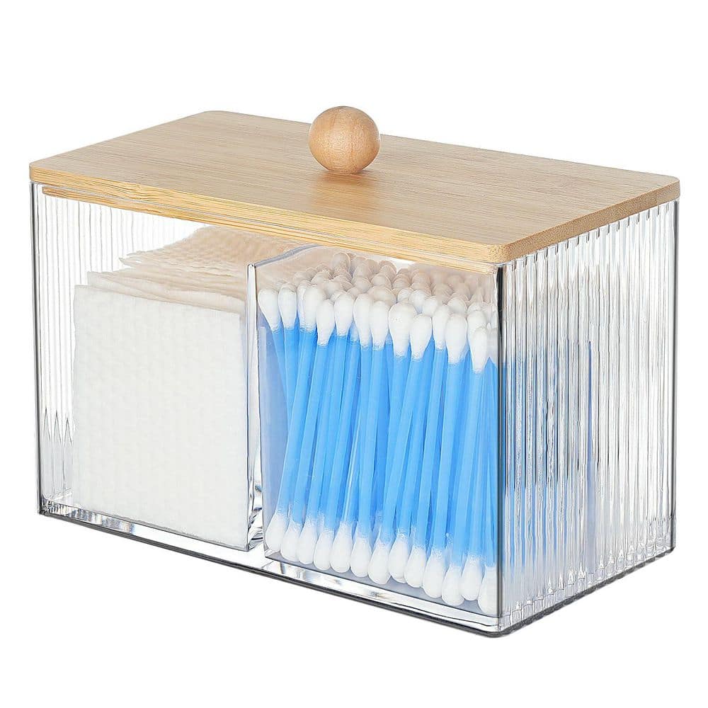 Clear Qtip Holder for Bathroom: Multi-Compartment Canister for Cotton Swabs, Balls, Pads, Dental Floss, Vanity price history on PriceWatchPro