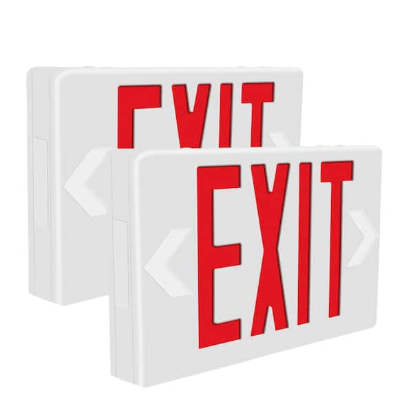 WYZM 14-Watt Equivalent Integrated LED White LED Exit Sign with Red ...