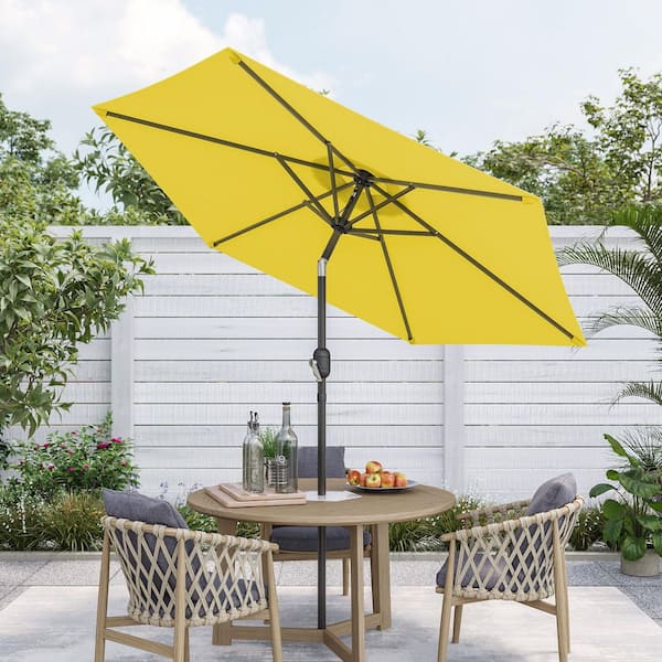 7.5 ft. Patio Market Crank and Tilt Umbrellas, Table Umbrellas, UV-Resistant Canopy in Yellow