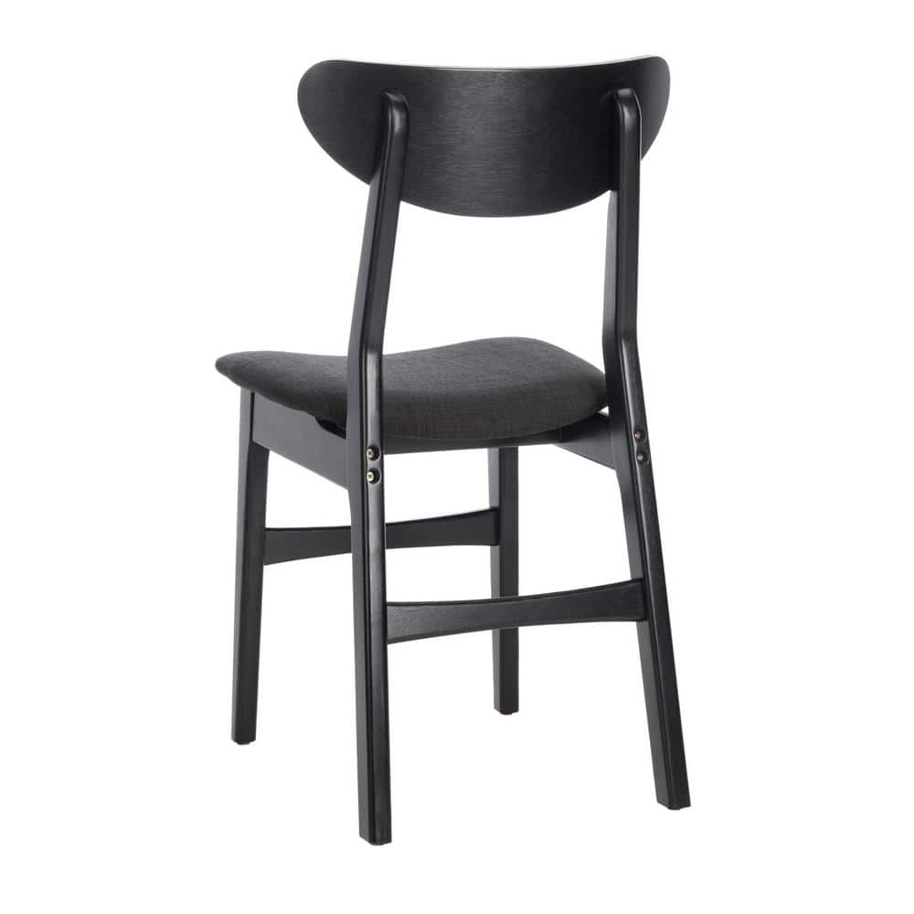 Transitional Black Wood Upholstered Side Chair Set of 2