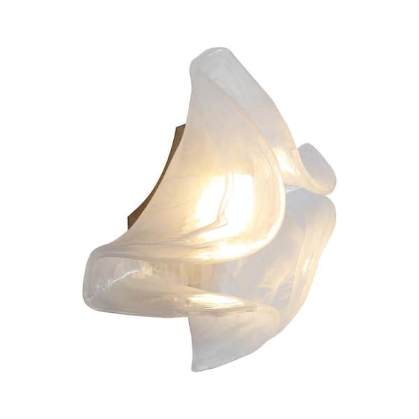 Golden Lighting - Glacier LED 1-Light Wall Sconce in Polished Nickel with Icy Glass Shade