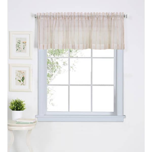 Elrene Linen Stripe Kitchen Tier Valance