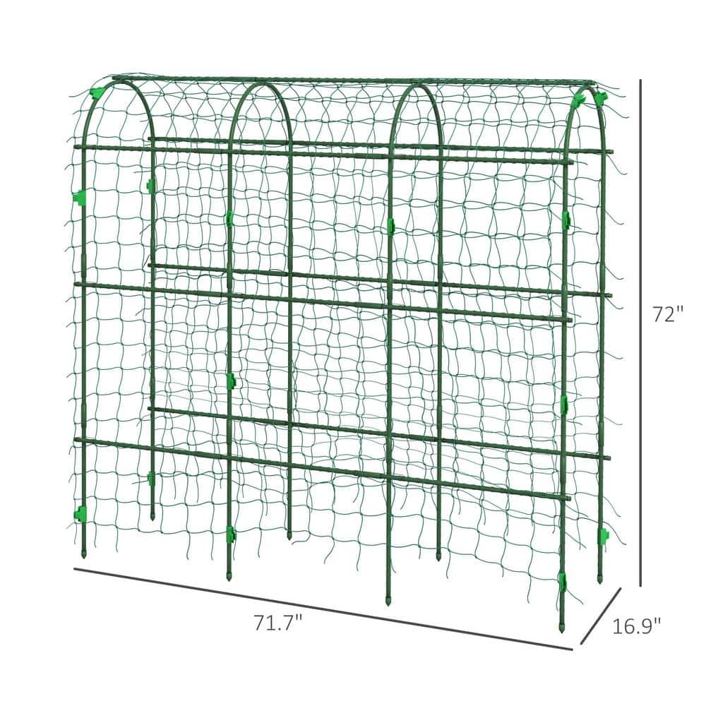 Green Metal 72" Tall Arch Garden Trellis for Climbing Plants