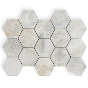 Splendor Beige 8.86 in. x 12.8 in. Polished Porcelain Hexagon Wall and Floor Tile (7.09 sq. ft./case) (9-pack)