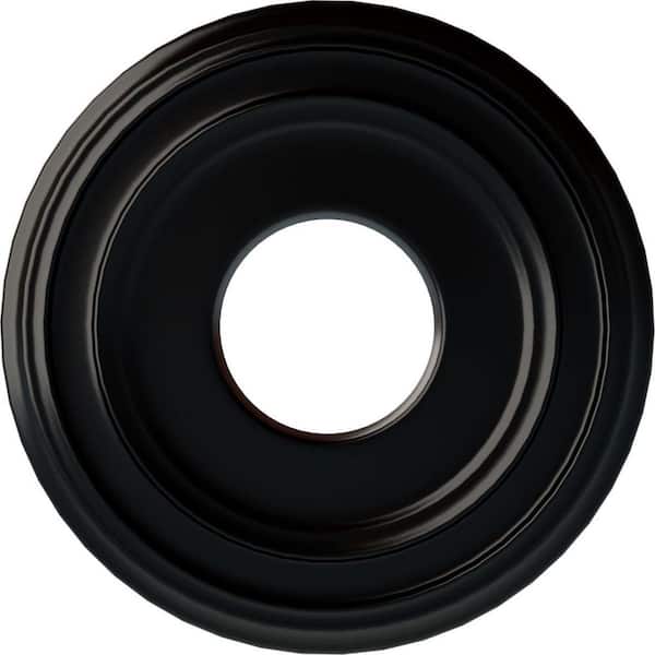 Ekena Millwork 1-1/8" x 12-3/8" x 12-3/8" Polyurethane Classic Ceiling Medallion , Hand-Painted Jet Black