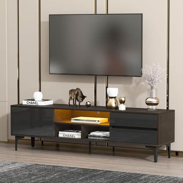 Boyel Living 63 in. Black TV Stand for TVs Up to 70 in. LED Entertainment Center with Drawers and Cabinet