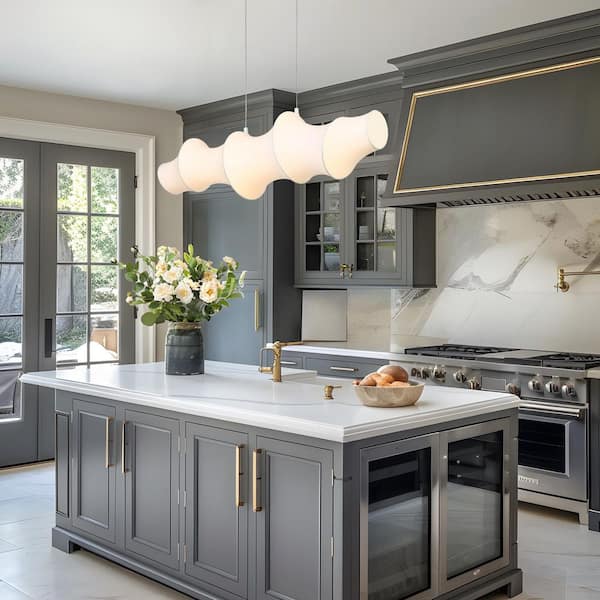 Altithara 1-Light Integrated LED White Irregular Chandelier with Silk-like Fabric shade and No Bulbs Included