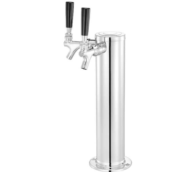 SVOPES Dual Tap Draft Beer Tower Dispenser, Stainless Steel Kegerator Kit with Pre-Assembled Tubing, Silver Color