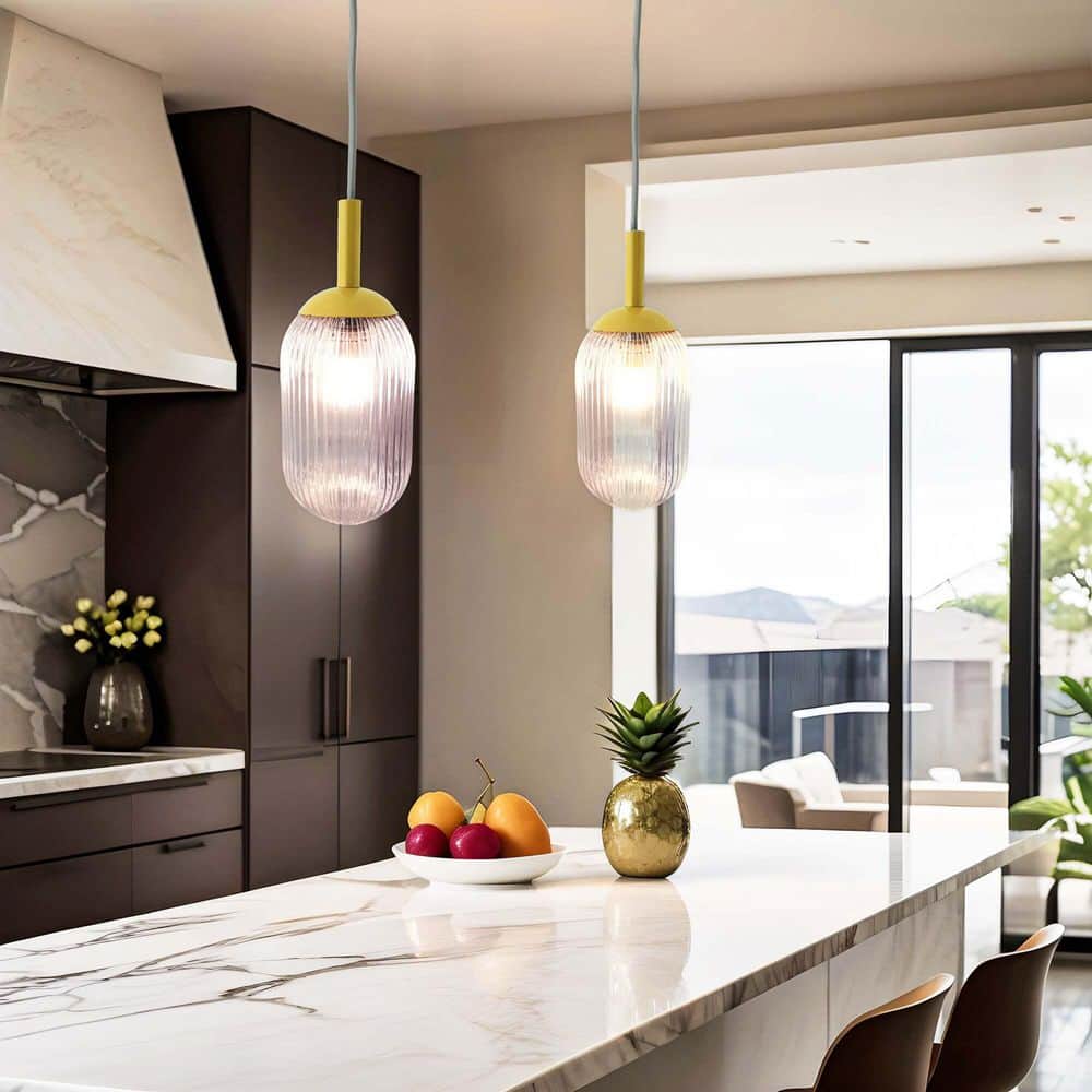 25W 1-Light Gold Cylinder Pendant Light with Clear Glass Shade, E26 Bulb Not Included price history on PriceWatchPro