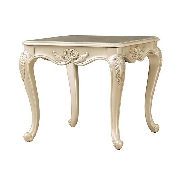 Benjara 28.5 in. Champagne Gold Square Wood Top End/Side