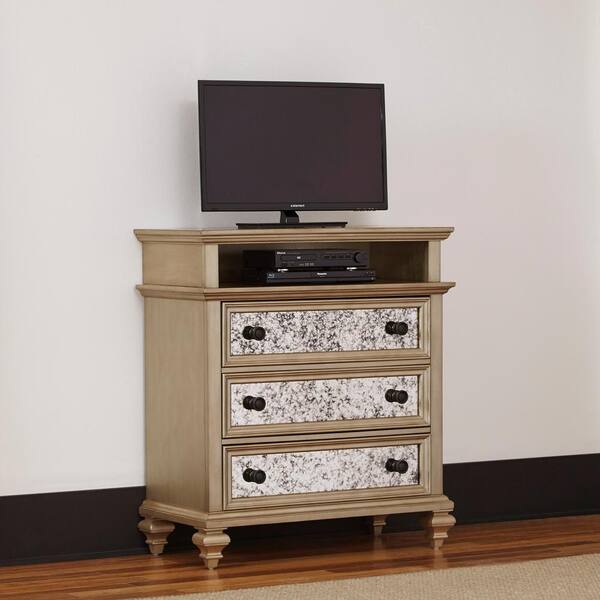 Home Styles Visions 3-Drawer Silver Gold Champagne Finish Chest