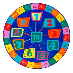 Number Circles Playmat Blue 5' Round Rug