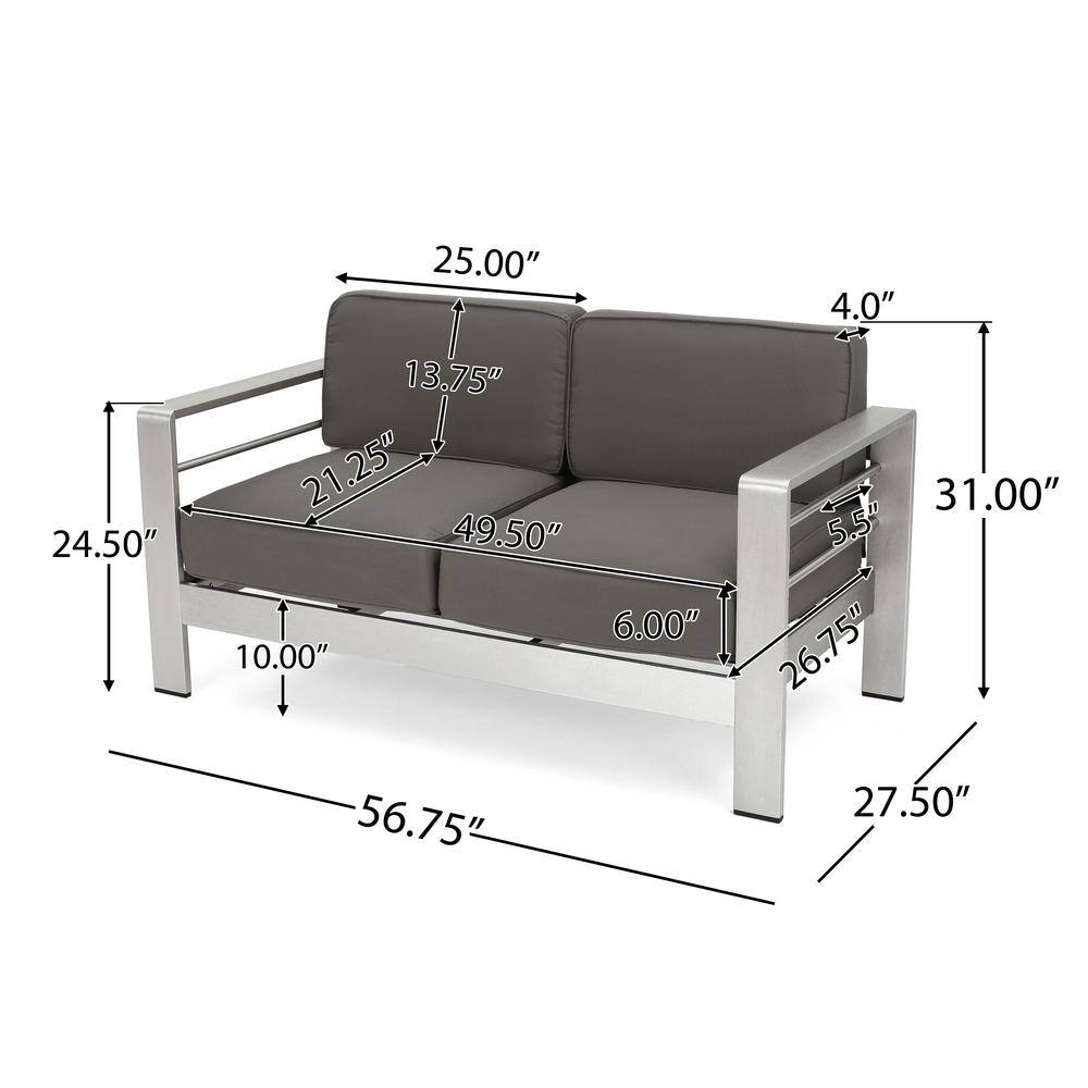 Cape Coral Gray Aluminum 4-Person Outdoor Chat Set with Fire Table