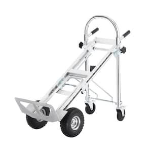 Aluminum Folding Hand Truck, 4 in. 1000 lbs. Capacity, Heavy-Duty Industrial Collapsible Cart with Rubber Wheels