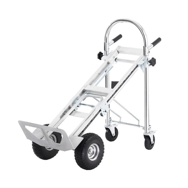 Aluminum Folding Hand Truck, 4 in. 1000 lbs. Capacity, Heavy-Duty Industrial Collapsible Cart with Rubber Wheels