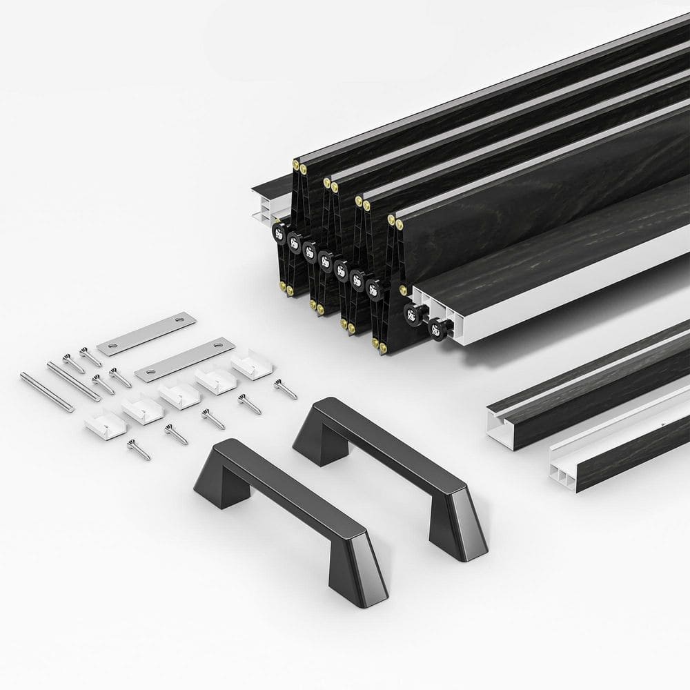 GOLDENPOLEY 32 in. x 80 in. Black Finished PVC Interior Folding