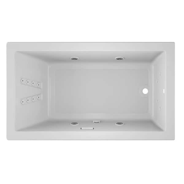SOLNA 72 in. x 42 in. Rectangular Whirlpool Bathtub with Right Drain in White
