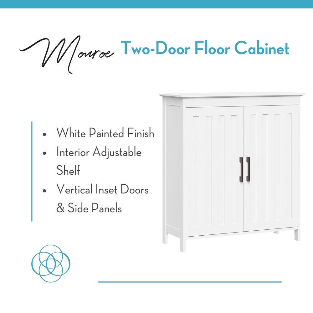 White MDF Storage Cabinet with Adjustable Shelves and Black Handles