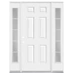 60 in. x 80 in. Premium 6-Panel Right-Hand Inswing Primed Steel Prehung Front Door with Two 10 in. 5 Lite Sidelite