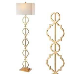 Selina 64.5 in. Gold Iron Ogee Trellis Modern LED Floor Lamp