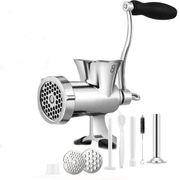 Manual Meat Grinder with Sausage Stuffer-304 Stainless Steel Heavy Duty, 2 Grinding Plates, Table Clamp