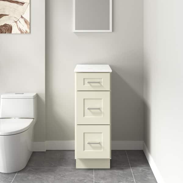 HOMLUX Rockport 12 in. W x 21 in. D x 34.5 in. H Ready to Assemble Bath Vanity Cabinet without Top in Antique White