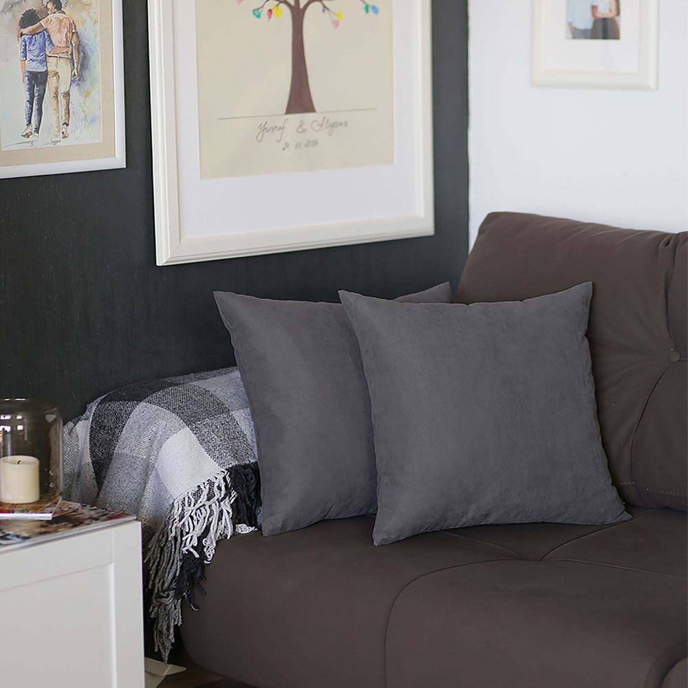 Gray Polyester Square Pillow Cover Set of 2, 22" x 22"