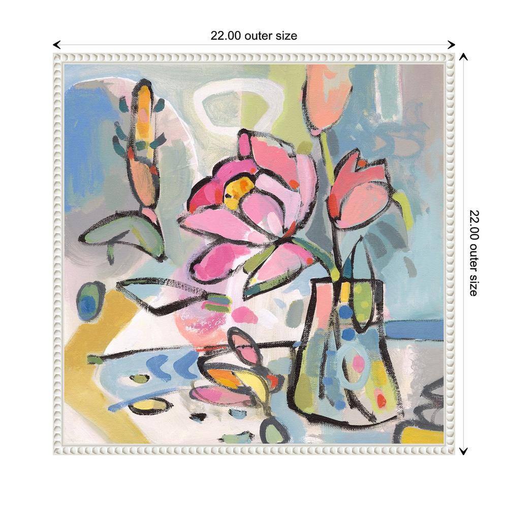 Beaded Frame Abstract Floral Canvas Wall Art