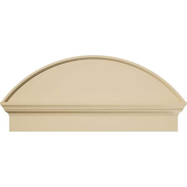 34 in. W x 15-3/8 in. H x 2-3/4 in. P Segment Arch Smooth Signature Urethane Combination Pediment, Primed Tan