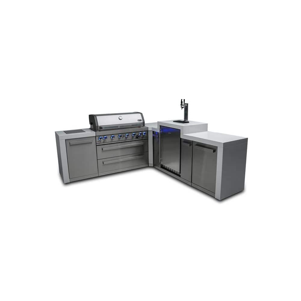 Deluxe Series 6-Burner L-shaped Outdoor Kitchen Propane Natural Gas Grill Island with 3-tap Kegerator in Stainless Steel price history on PriceWatchPro