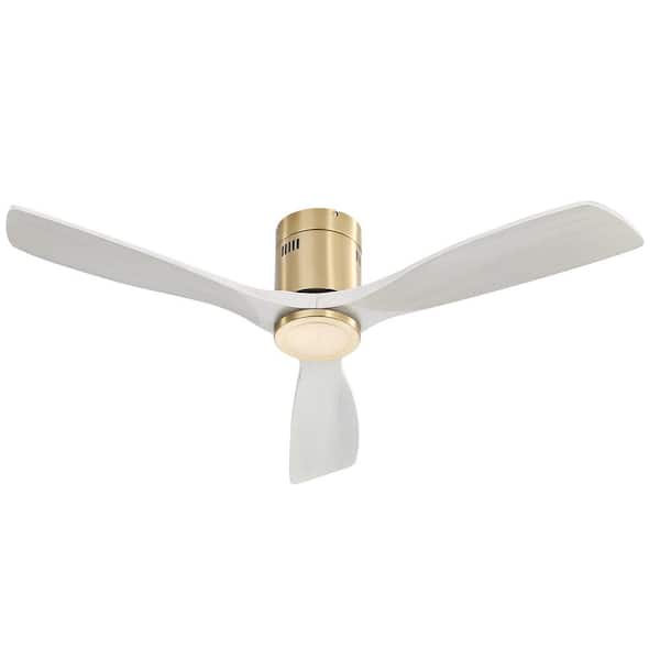 52 in. Indoor Gold Reversible DC Motor 6 Speeds Ceiling Fan with Remote Control, Solid Wood Fan Blade