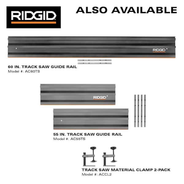 RIDGID 18V Brushless Cordless Track Saw (Tool Only) with (2) 27.5 in. Tracks and (3) Track Saw Clamps