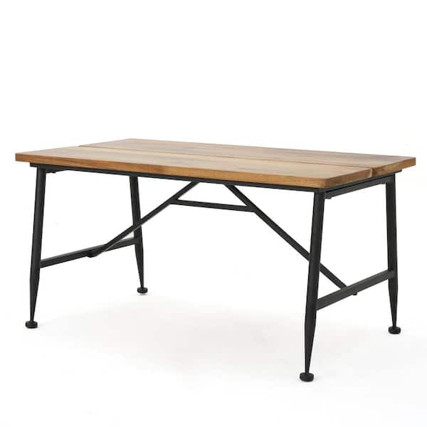ITOPFOX Acacia Wood Top Outdoor Coffee Table with Metal Frame