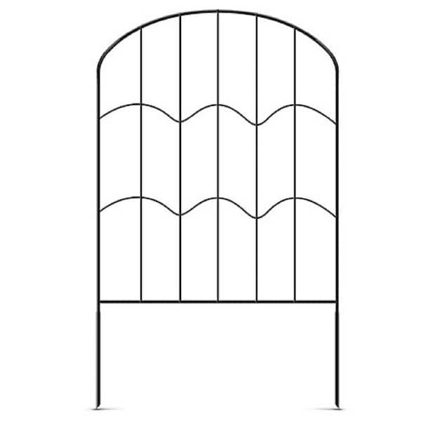 Mr. Garden 12.2 in. H x 23.6 in. W Black Wrought Iron Garden Fence (5-Pack)