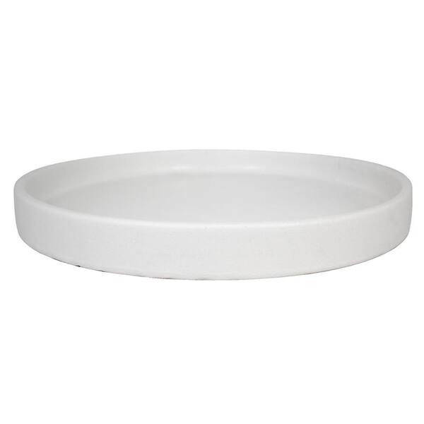 Trendspot 13 in. White Ceramic Cylinder Saucer