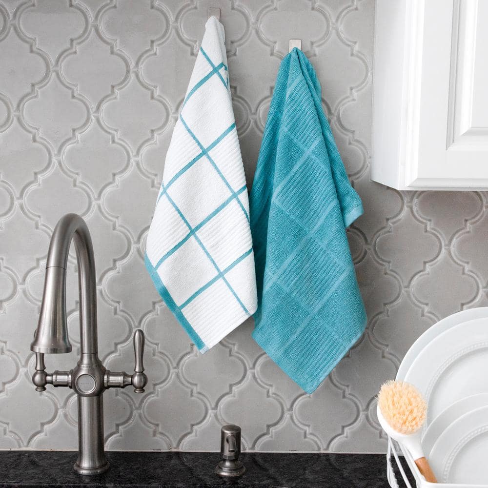 Breeze Blue and White Cotton Terry Kitchen Towel Set