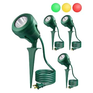 120-Volt Green Plug in Christmas Halloween Waterproof LED Outdoor Spotlights with 3 Lenses,180° Rotatable, 5000K, 4 Pack