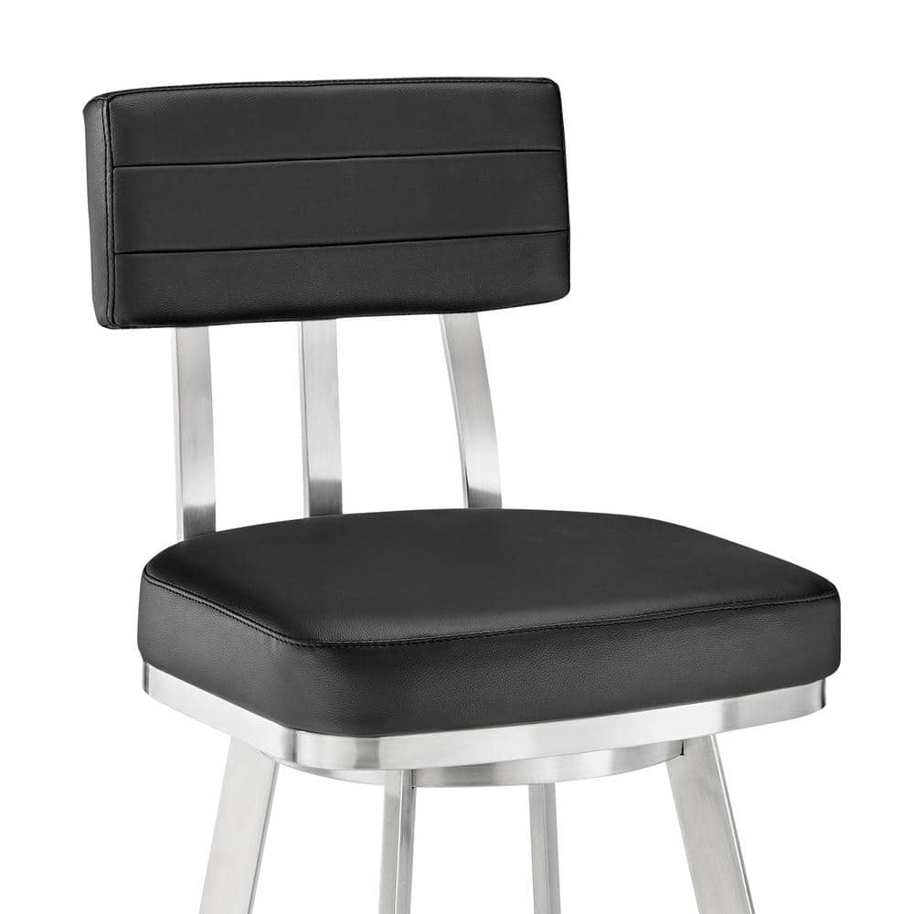 Luxe Black Leather & Chrome Swivel Adjustable Counter Stool