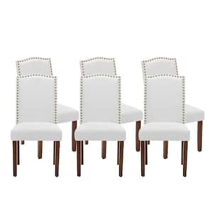 Grey Fabric Upholstery Parsons Dining Accent Chair with Nailhead Trim Set of 6