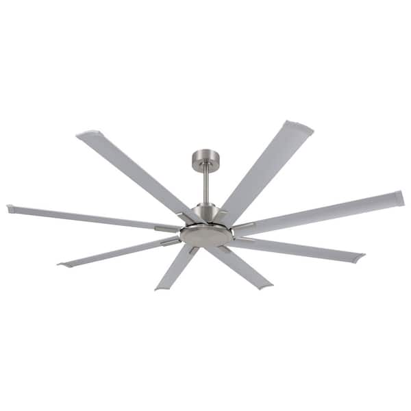 72 in. (6 ft. ) 8 Aluminum Fan Blades Indoor Ceiling Fan in Nickel and Silver with Remote