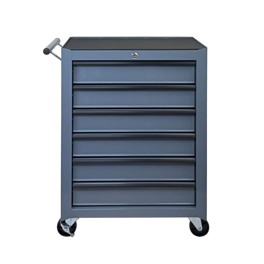 20 Inch 6 Drawer Rolling Metal Tool Chest Gray, Steel Tool Storage Cabinet with Swivel Brake Casters for Garage Workshop