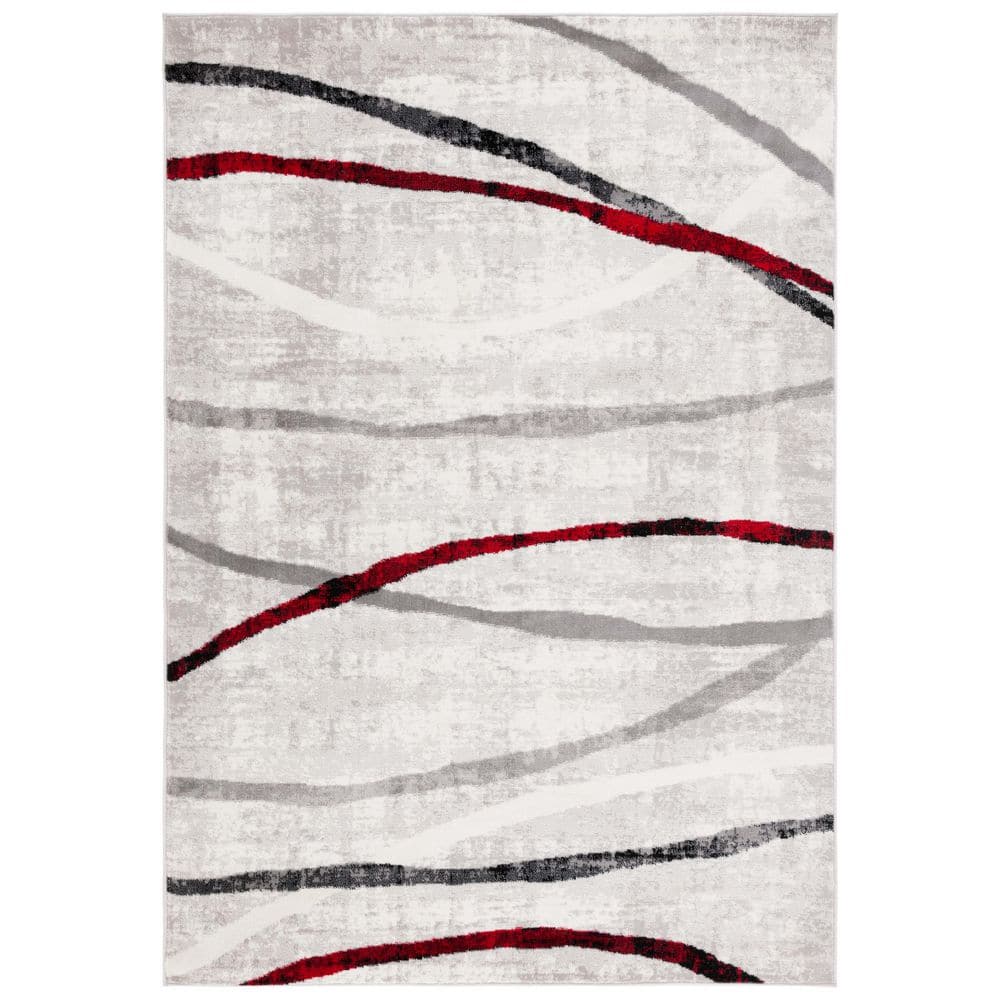 Skyler 4 ft. x 6 ft. Ivory Gray/Red Abstract Linear Area Rug price history on PriceWatchPro