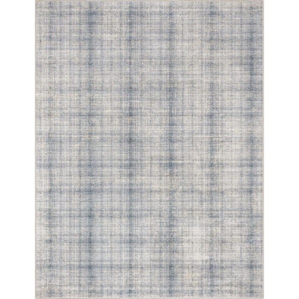 Blue Cream 7 ft. 7 in. x 9 ft. 10 in. Flat-Weave Abstract Rio Retro Plaid Area Rug
