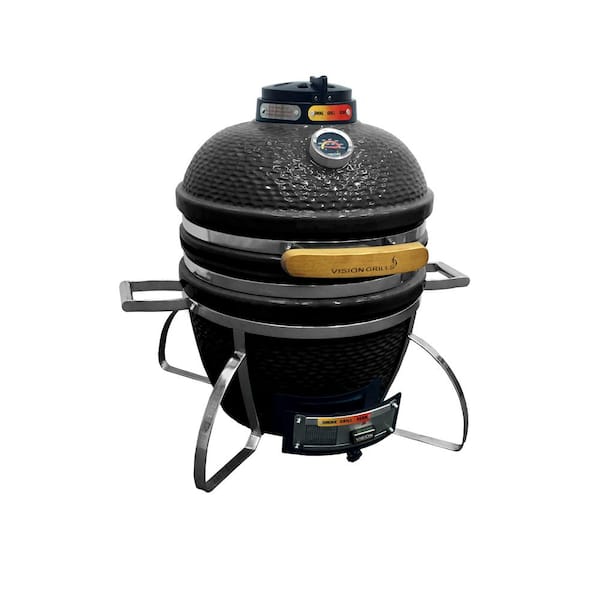 VISION GRILLS Cadet Kamado Charcoal Grill in Black