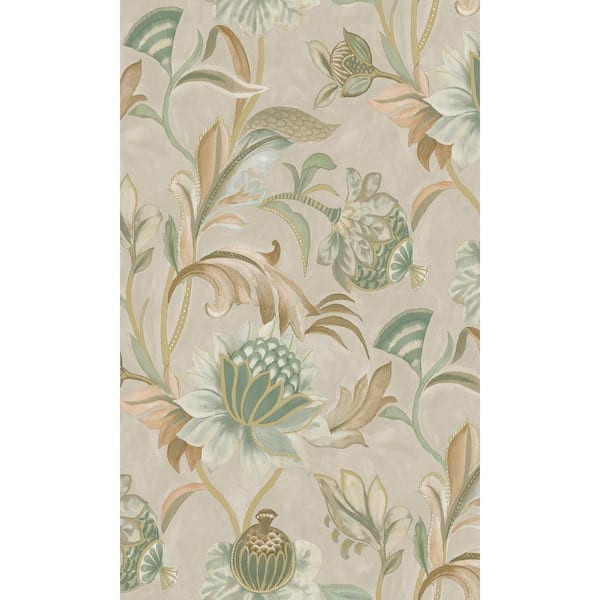 Walls Republic Beige Green Jacobean Style Floral Print Non Woven Non-Pasted Textured Wallpaper 57 Sq. Ft.