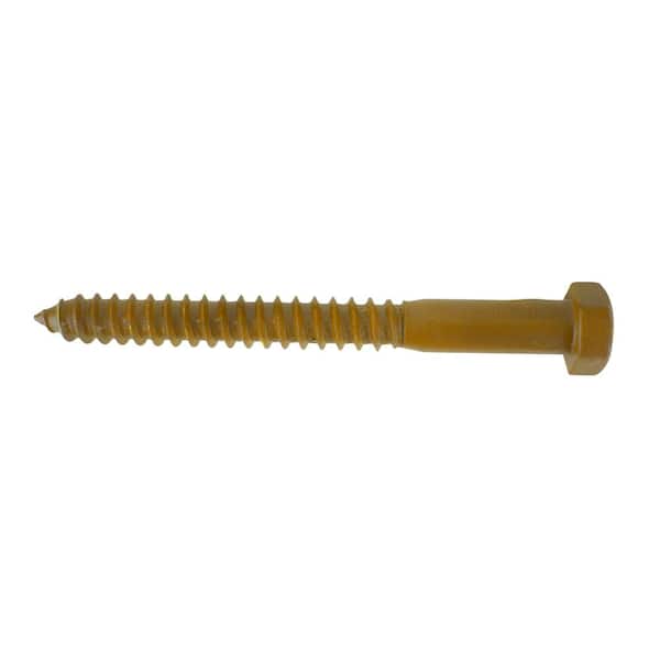 Everbilt 5/16 in. x 2 in. Hex Rust Defender Yellow Lag Screw (25-Pack)