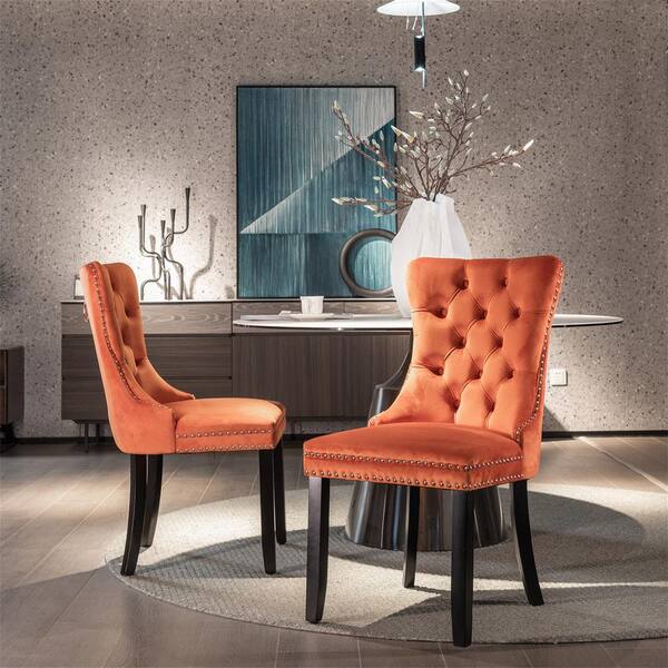 orange velvet dining room chairs