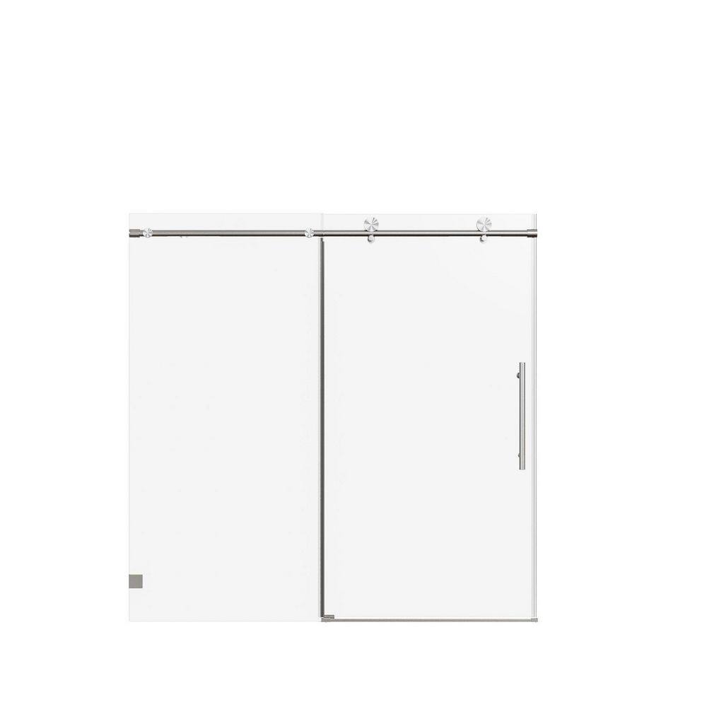 60 in. W x 60 in. H Single Sliding Frameless 5/16 in. SGCC Clear Tempered Glass Soft-Close Shower Door in Brushed Nickel price history on PriceWatchPro
