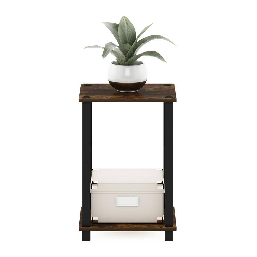Amber Pine and Black Minimalist End Table
